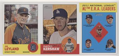 2012 Topps Heritage - Boxloader Ad Panel #LKKHLVL - Jim Leyland, Clayton Kershaw, Roy Halladay, Cliff Lee, Ryan Vogelsong, Tim Lincecum