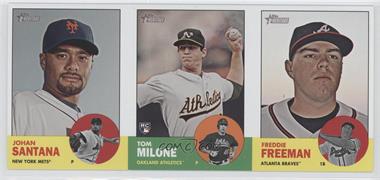 2012 Topps Heritage - Boxloader Ad Panel #SMF - Johan Santana, Tom Milone, Freddie Freeman