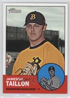 Jameson Taillon (Red Background; Player Photo in Inset)