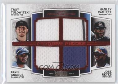 2012 Topps Museum Collection - Primary Pieces Four Player Quad Relics - Red #PPFQR-TRAR - Troy Tulowitzki, Hanley Ramirez, Elvis Andrus, Jose Reyes /75