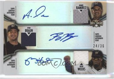 2012 Topps Triple Threads - Autograph Relic Combos #TTARC-13 - Aramis Ramirez, Ryan Braun, Rickie Weeks /36