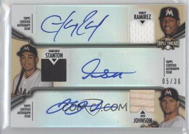 2012 Topps Triple Threads - Autograph Relic Combos #TTARC-16 - Hanley Ramirez, Giancarlo Stanton, Josh Johnson /36