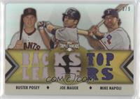 Buster Posey, Joe Mauer, Mike Napoli [EX to NM] #/9