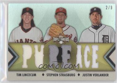 2012 Topps Triple Threads - Relic Combos - Gold #TTRC-38 - Tim Lincecum, Stephen Strasburg, Justin Verlander /9