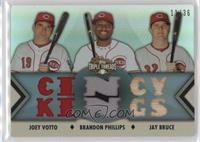 Joey Votto, Brandon Phillips, Jay Bruce #/36