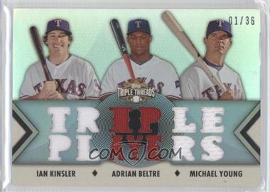 2012 Topps Triple Threads - Relic Combos #TTRC-52 - Ian Kinsler, Adrian Beltre, Michael Young /36