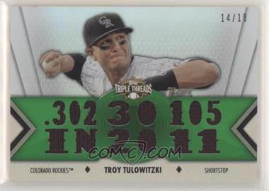2012 Topps Triple Threads - Relics - Emerald #TTR-114 - Troy Tulowitzki /18