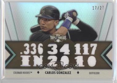 2012 Topps Triple Threads - Relics - Sepia #TTR-10 - Carlos Gonzalez /27