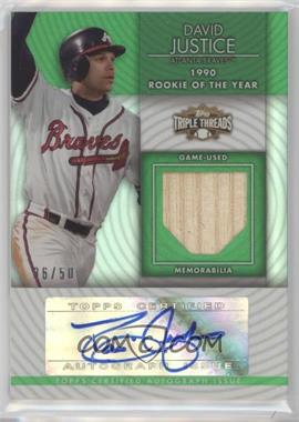 2012 Topps Triple Threads - Unity Autograph Relics - Emerald #TTUAR-70 - David Justice /50