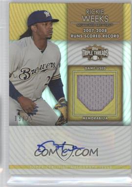 2012 Topps Triple Threads - Unity Autograph Relics - Gold #TTUAR-89 - Rickie Weeks /25