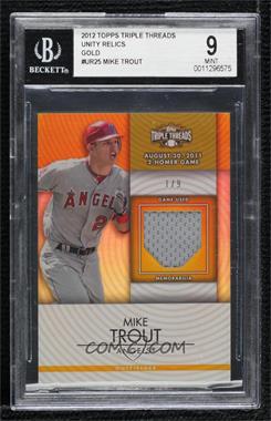 2012 Topps Triple Threads - Unity Relics - Gold #TTUR-25 - Mike Trout /9 [BGS 9 MINT]