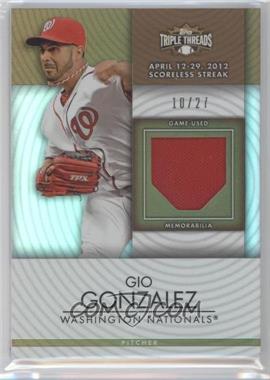 2012 Topps Triple Threads - Unity Relics - Sepia #TTUR-134 - Gio Gonzalez /27