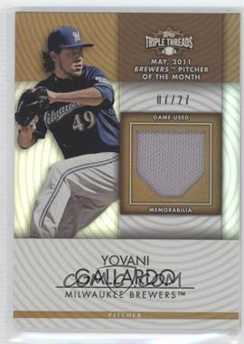 2012 Topps Triple Threads - Unity Relics - Sepia #TTUR-214 - Yovani Gallardo /27