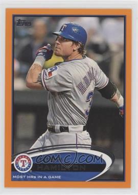 2012 Topps Update Series - [Base] - Holiday Factory Set Bonus Pack Orange #US192 - Checklist - Josh Hamilton (Most HRs in a Game) /210