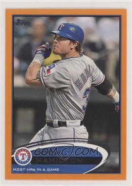 2012 Topps Update Series - [Base] - Holiday Factory Set Bonus Pack Orange #US192 - Checklist - Josh Hamilton (Most HRs in a Game) /210 [EX to NM]
