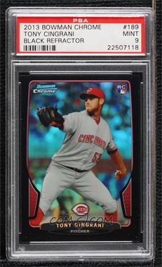 2013 Bowman Chrome - [Base] - Black Refractor #189 - Tony Cingrani /15 [PSA 9 MINT]