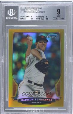 2013 Bowman Chrome - [Base] - Gold Refractor #74 - Madison Bumgarner /50 [BGS 9 MINT]