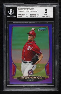 2013 Bowman Chrome - [Base] - Purple Refractor #164 - Stephen Strasburg /199 [BGS 9 MINT]