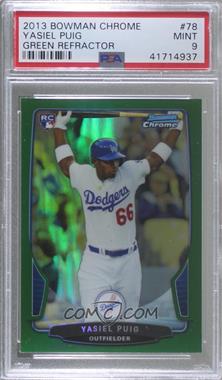 2013 Bowman Chrome - [Base] - Rack Pack Green Refractor #78 - Yasiel Puig [PSA 9 MINT]