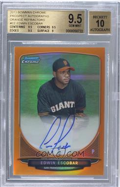 2013 Bowman Chrome - Prospects Autographs - Orange Refractor #BCA-EE - Edwin Escobar /25 [BGS 9.5 GEM MINT]