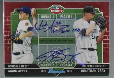 2013 Bowman Draft Picks & Prospects - Dual Draftee - Red Autographs #DD-LB - Mark Appel, Jon Gray /5 [Noted]