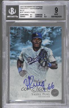 2013 Bowman Inception - Prospect Autographs - Blue #PA-YP - Yasiel Puig /75 [BGS 9 MINT]