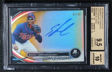 2013 Bowman Platinum - Autographed Prospects - Gold Refractor #BPAP-MS - Miguel Sano /50 [BGS 9.5 GEM MINT]