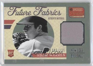 2013 Panini America's Pastime - Future Fabrics #FF-AW - Adam Warren /125