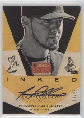 2013 Panini America's Pastime - Inked - Gold #I-YV - Yovani Gallardo /25