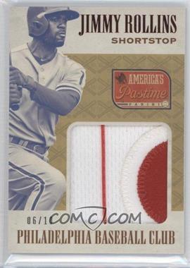 2013 Panini America's Pastime - Jumbo Swatches - Red Prime #JS-JR - Jimmy Rollins /10