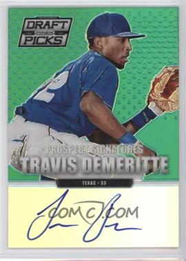 2013 Panini Prizm Perennial Draft Picks - Prospect Signatures - Green Prizm #30 - Travis Demeritte