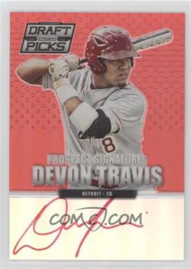 2013 Panini Prizm Perennial Draft Picks - Prospect Signatures - Red Prizm #98 - Devon Travis /100