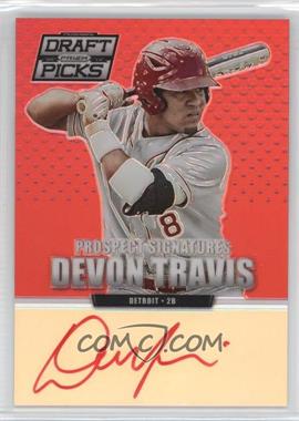 2013 Panini Prizm Perennial Draft Picks - Prospect Signatures - Red Prizm #98 - Devon Travis /100