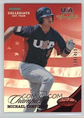 2013 Panini USA Baseball Champions - [Base] - Certified National Team Mirror Red #129 - Michael Conforto /499