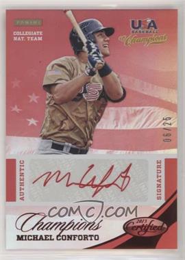 2013 Panini USA Baseball Champions - Certified National Team Signatures - Mirror Red Red Ink #4 - Michael Conforto /25