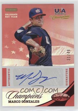 2013 Panini USA Baseball Champions - Certified National Team Signatures - Mirror Red #10 - Marco Gonzales /49