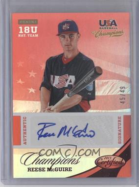 2013 Panini USA Baseball Champions - Certified National Team Signatures - Mirror Red #35 - Reese McGuire /49