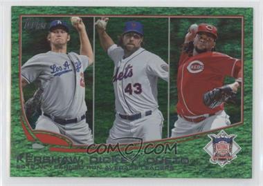 2013 Topps - [Base] - Emerald Foil #81 - League Leaders - NL Earned Run Average Leaders (Clayton Kershaw, R.A. Dickey, Johnny Cueto)