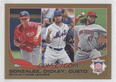 2013 Topps - [Base] - Gold #287 - League Leaders - 2012 NL Wins Leaders (Gio Gonzalez, R.A. Dickey, Johnny Cueto) /2013