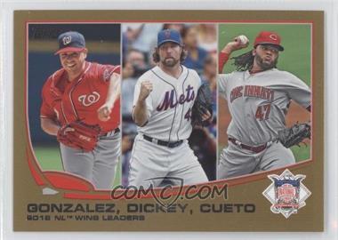 2013 Topps - [Base] - Gold #287 - League Leaders - 2012 NL Wins Leaders (Gio Gonzalez, R.A. Dickey, Johnny Cueto) /2013