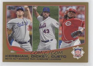 2013 Topps - [Base] - Gold #81 - League Leaders - NL Earned Run Average Leaders (Clayton Kershaw, R.A. Dickey, Johnny Cueto) /2013