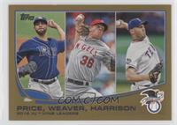 League Leaders - AL Wins Leaders (David Price, Jered Weaver, Matt Harrison) #/2…