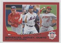 League Leaders - 2012 NL Wins Leaders (Gio Gonzalez, R.A. Dickey, Johnny Cueto)