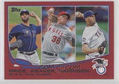 2013 Topps - [Base] - Target Red #95 - League Leaders - AL Wins Leaders (David Price, Jered Weaver, Matt Harrison)