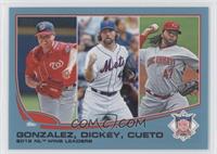 League Leaders - 2012 NL Wins Leaders (Gio Gonzalez, R.A. Dickey, Johnny Cueto)