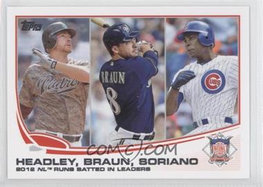 2013 Topps - [Base] #272 - League Leaders - 2012 NL Runs Batted In Leaders (Chase Headley, Ryan Braun, Alfonso Soriano)