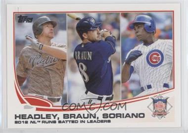 2013 Topps - [Base] #272 - League Leaders - 2012 NL Runs Batted In Leaders (Chase Headley, Ryan Braun, Alfonso Soriano)