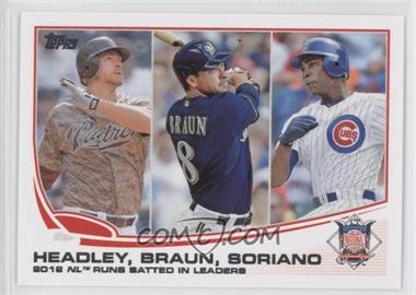 2013 Topps - [Base] #272 - League Leaders - 2012 NL Runs Batted In Leaders (Chase Headley, Ryan Braun, Alfonso Soriano)