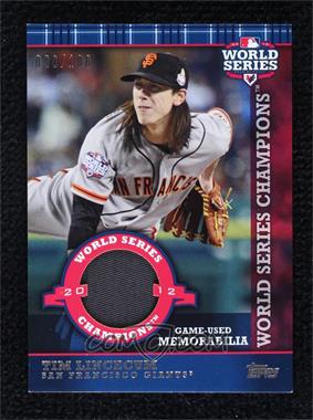2013 Topps - World Series Champions Relics #WCR-TL - Tim Lincecum /100