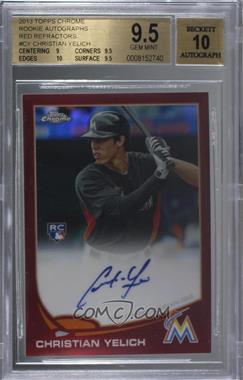 2013 Topps Chrome - [Base] - Red Refractor Rookie Autographs #CY - Christian Yelich /25 [BGS 9.5 GEM MINT]